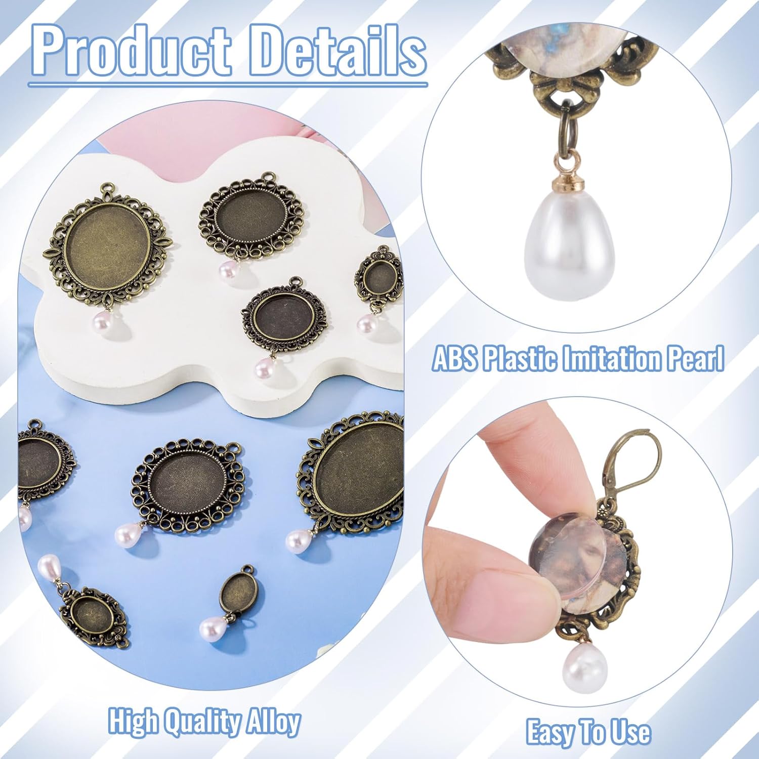 Alloy Blank Bezel Pendant Trays,Cabochon Blanks Jewelry Bezels for Jewelry Making,Plain Edge Photo Metal Antique Alloy Cabochon Settings for DIY Earrings Dangle Necklace - Image 7