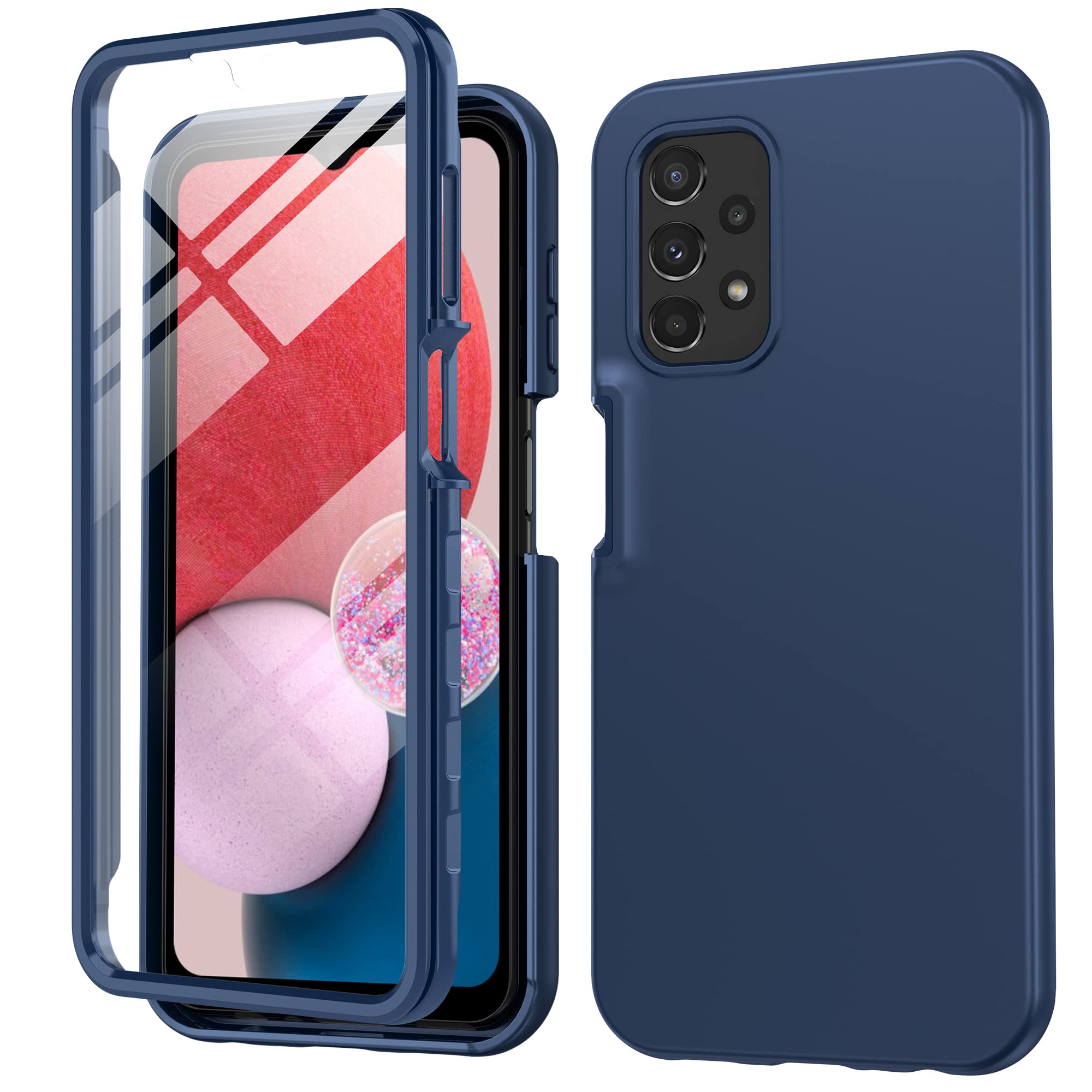 punbor for Samsung Galaxy A13 4G Case: TPU Silicone 360 Drop Protection Shockproof Mobile Phone Cover Tough Bumper Cases (Blue)