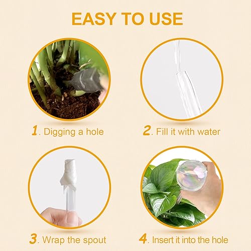 Miniatura 3 de KiKiHeim 3 globos de riego de plantas, globos de riego automático de vidrio iridiscente, picos de inserción para maceta, bombillas de agua