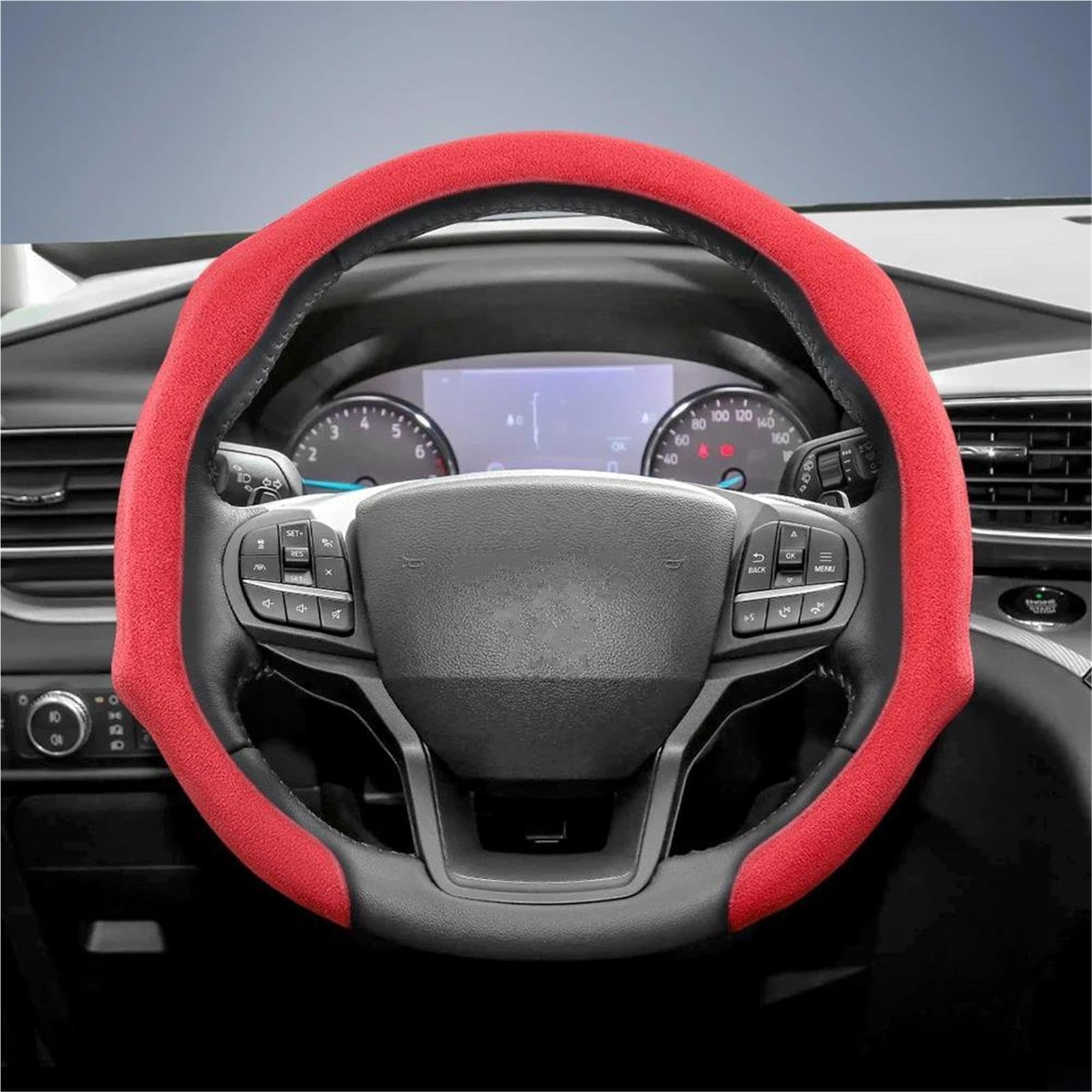 Wildleder-Lenkradabdeckung Aufstecken Rund D-förmig Für Ford Für Fiesta