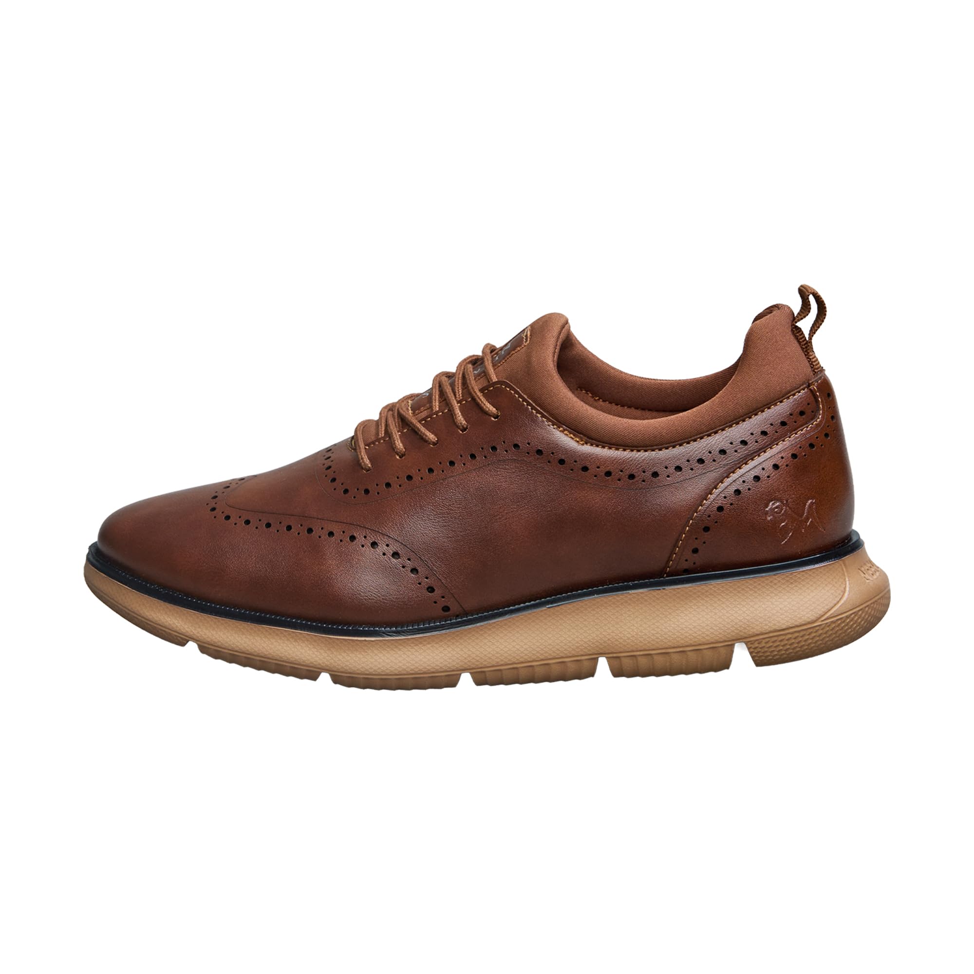 Neeman's Crossover Brogues for Men | Hybrid Sneaker Oxford Shoes with Faux Leather Upper & Cushioned Sole | Comfortable & Stylish Semi-Casual Lace-Ups for Office & Formal Wear Tan 1
