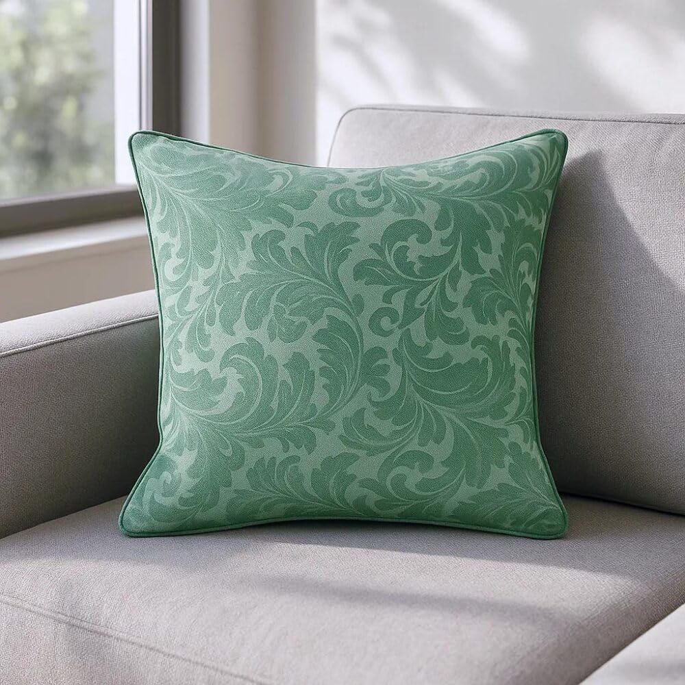 Pikk - Fully Lined Buckingham - Floral Jacquard Fully Lined Curtains - Pencil Pleat Header - Polyester (Green, Cushion Cover (Single))