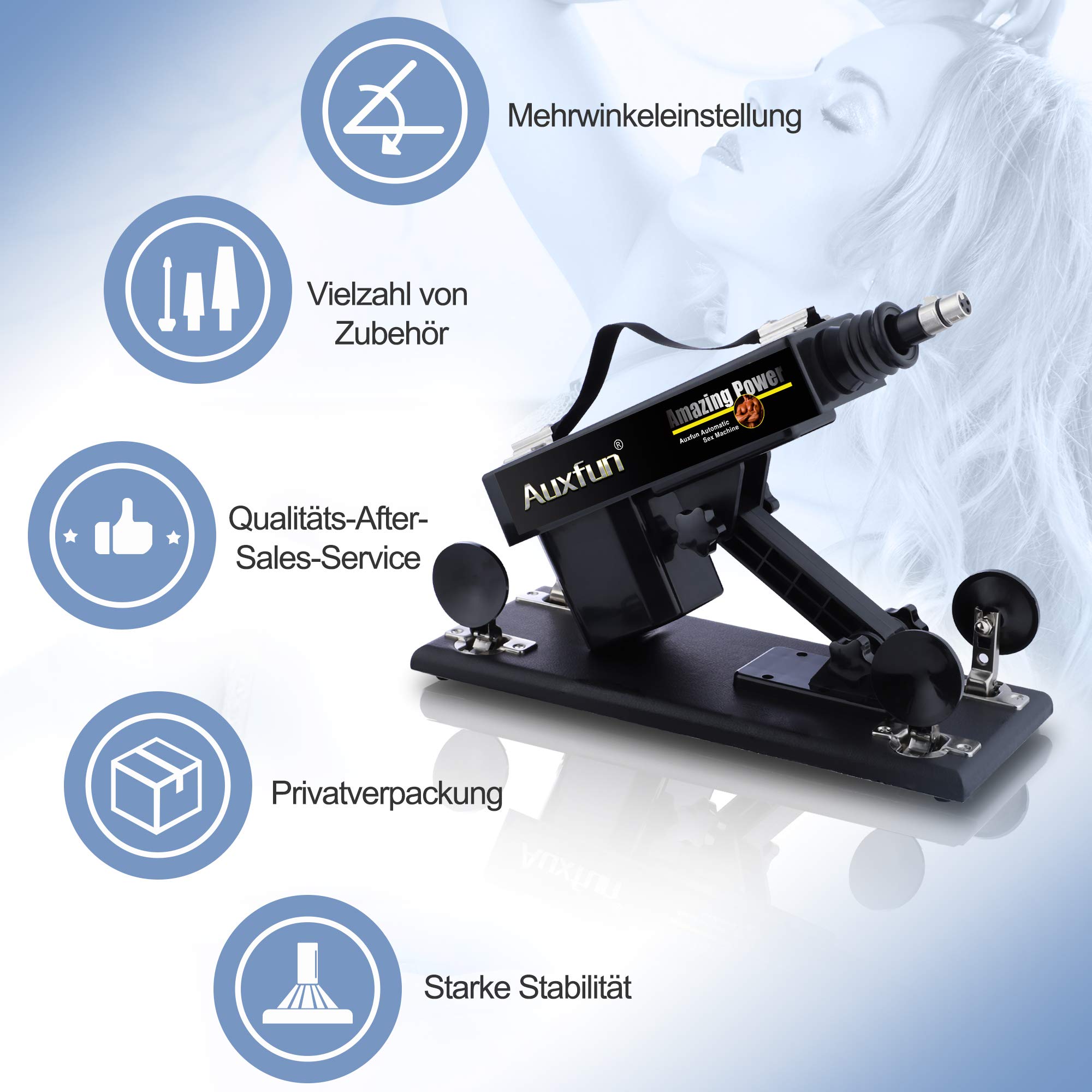 Auxfun - Máquina sexual automática con 7 cabezales, conector 3XLR, ángulo de velocidad ajustable, juguete sexual eléctrico para adultos