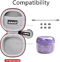 Vista 3 de RLSOCO Funda rígida para audífonos JBL Tune Flex/Tune Flex 2 con cancelación de ruido verdaderamente inalámbricos, color negro, a prueba de golpes