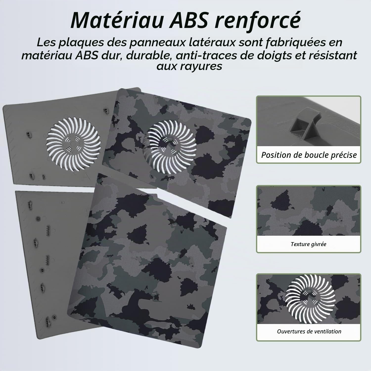 Mcbazel Plaques Avant de Remplacement pour PS5 Slim, Coques de Protection en ABS Durable avec Aérations de Refroidissement, Accessoire pour PlayStation 5 Slim Édition Digitale – Noir (Non compatible a