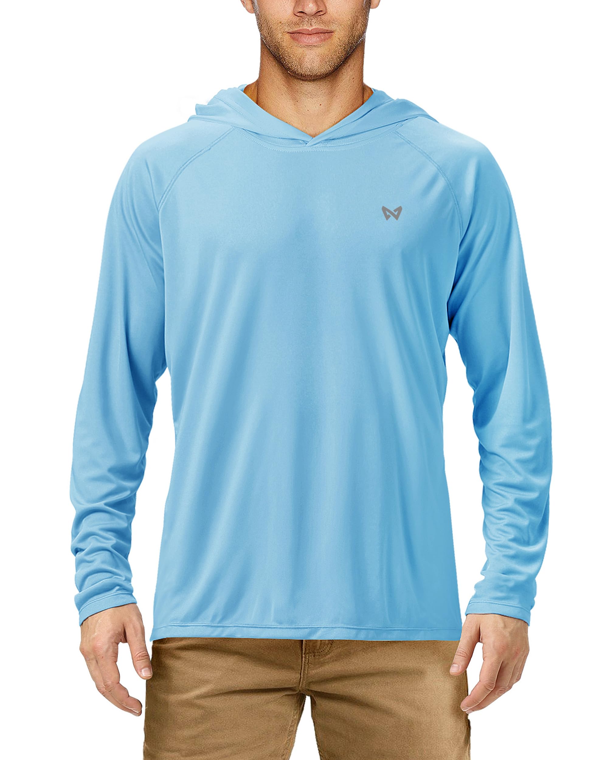 WISMBOX Herren Sun Hoodie UV Shirt Langarm, UPF 50+ Sonnenschutz Rashguard Sportshirt, für Wassersport Angeln Outdoor Sommer
