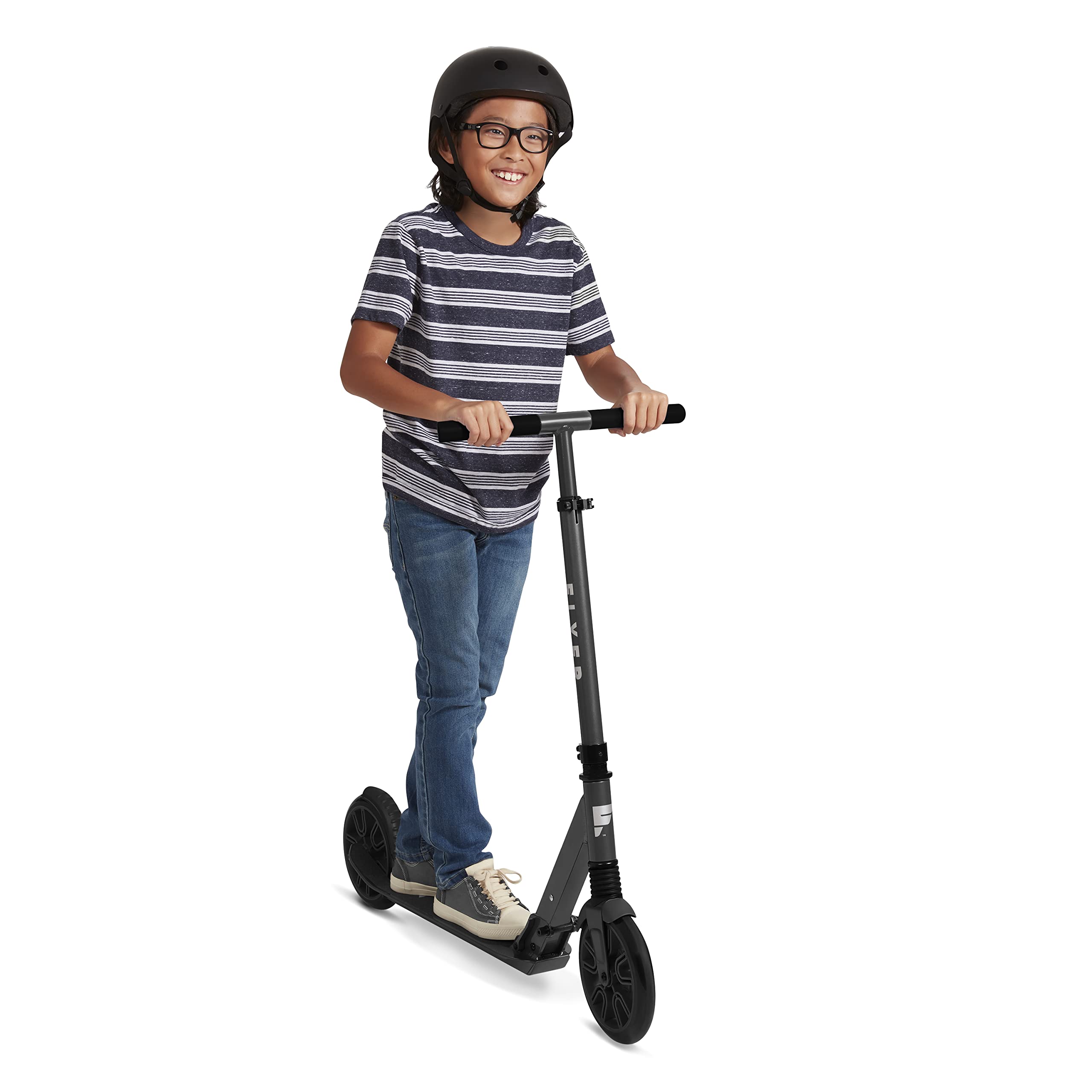 Radio Flyer Kickstart Max, Lightweight and Foldable Two-Wheel Kick Scooter Ages 8+, 220 lb Max, Large Wheels and Front Suspension for Smooth Ride