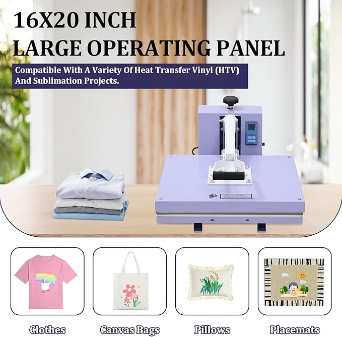 Prensa Térmica 16"x20" para Camisetas, Sublimadora de Acero con Panel Grande miniatura 9