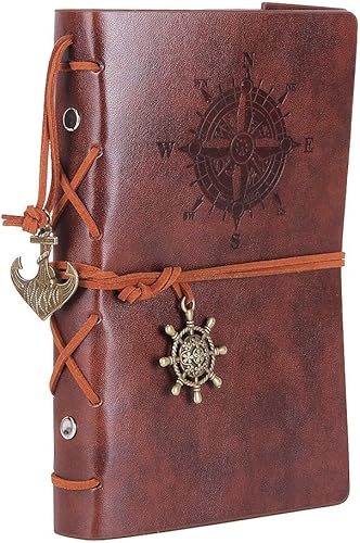 Diario con tapas de cuero estilo retro, en blanco, con cuerda náutica 7 pulgadas Café retro,Negro -,Verde oscuro,Rojo -,Marrón,Café,Azul