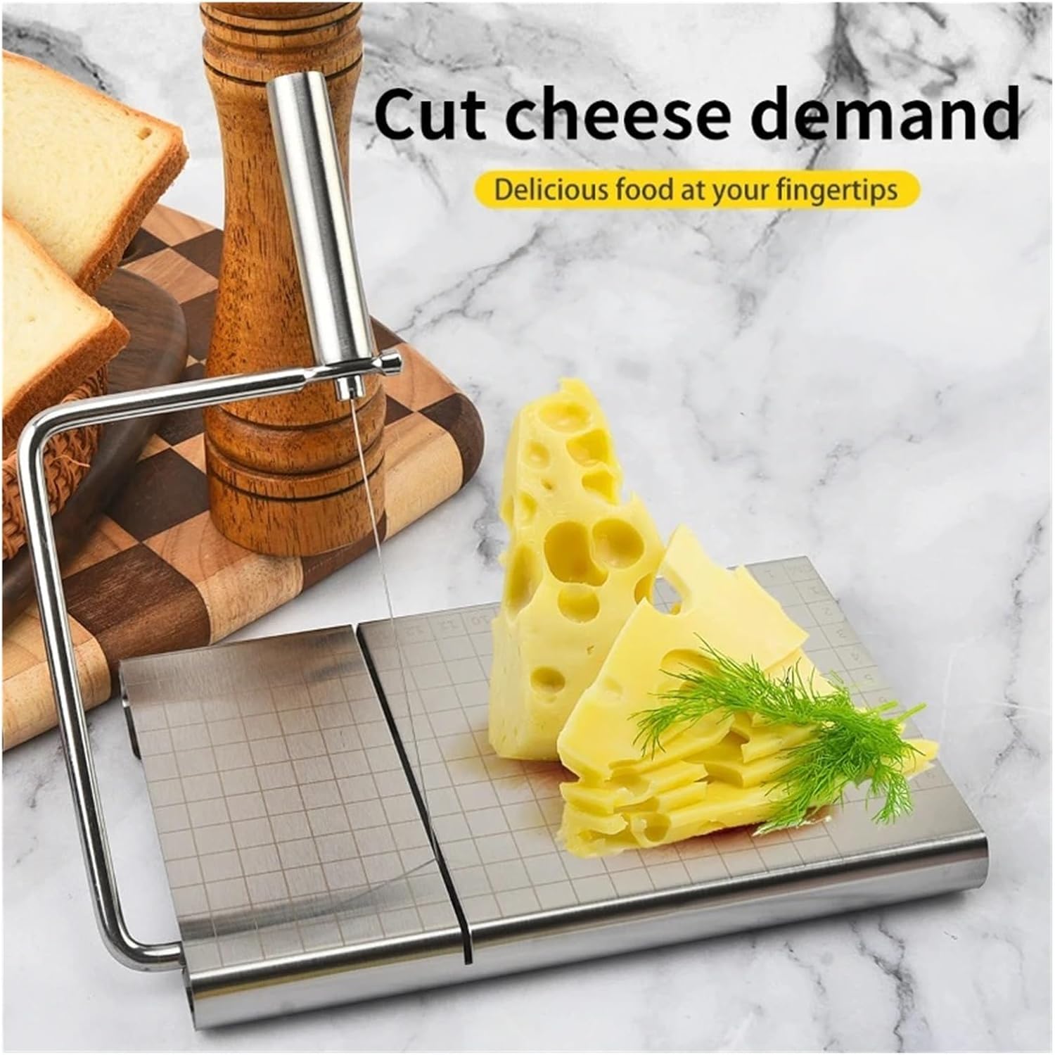 MUSM Stainless Steel Cheese Slicer with Scale – Kitchen Butter Knife & Ham Cheese Slicer – Multi-Function Cutter fit for Cheese, Ham, Butter – Home Kitchen Tool with Measuring Marks