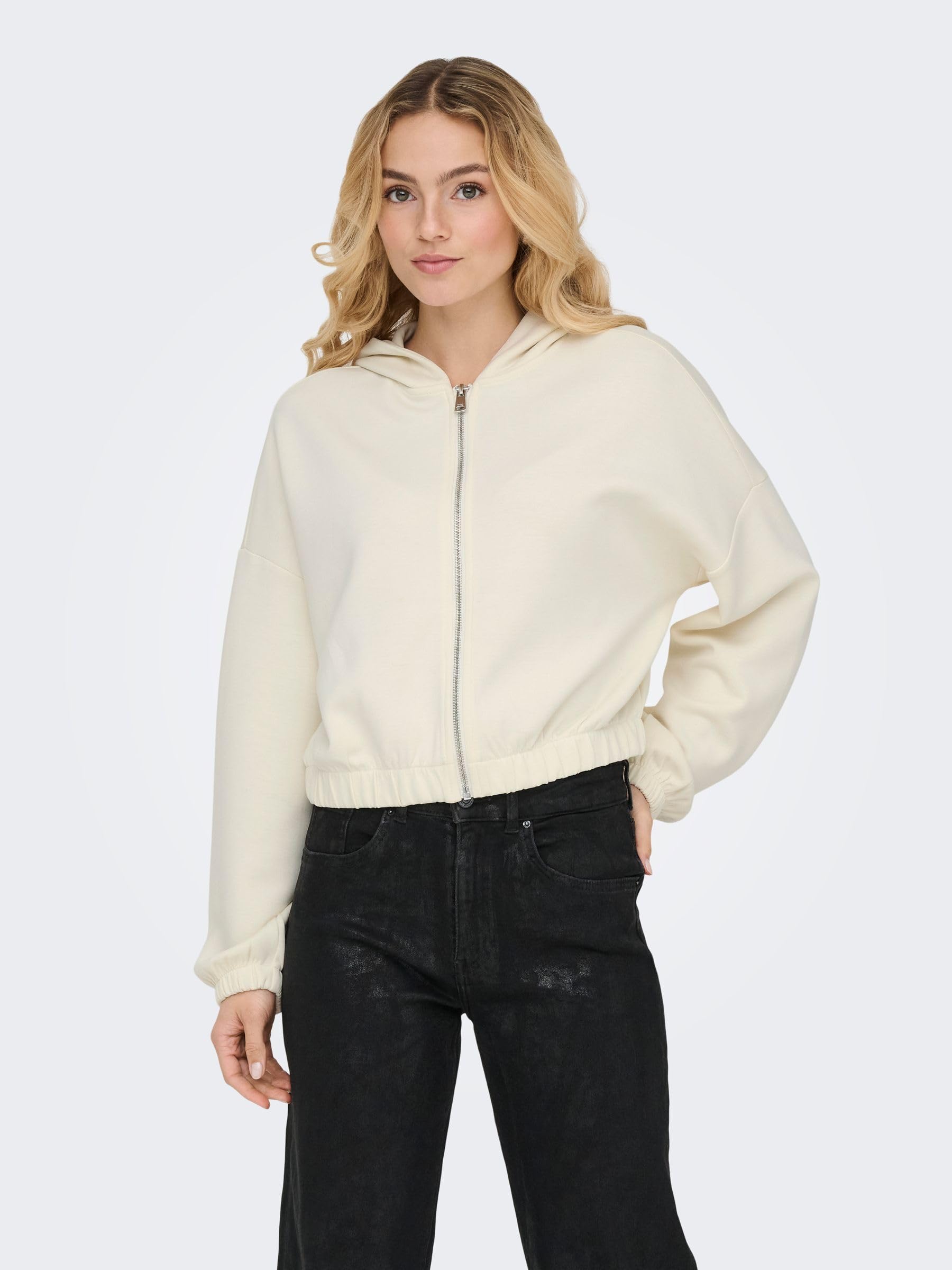 ONLY Onlscarlett LS Elastic Zip Hood Swt Noos Onlscarlett LS - Felpa con Cappuccio e Cerniera Elastica Swt Noos Donna (Pacco da 1)