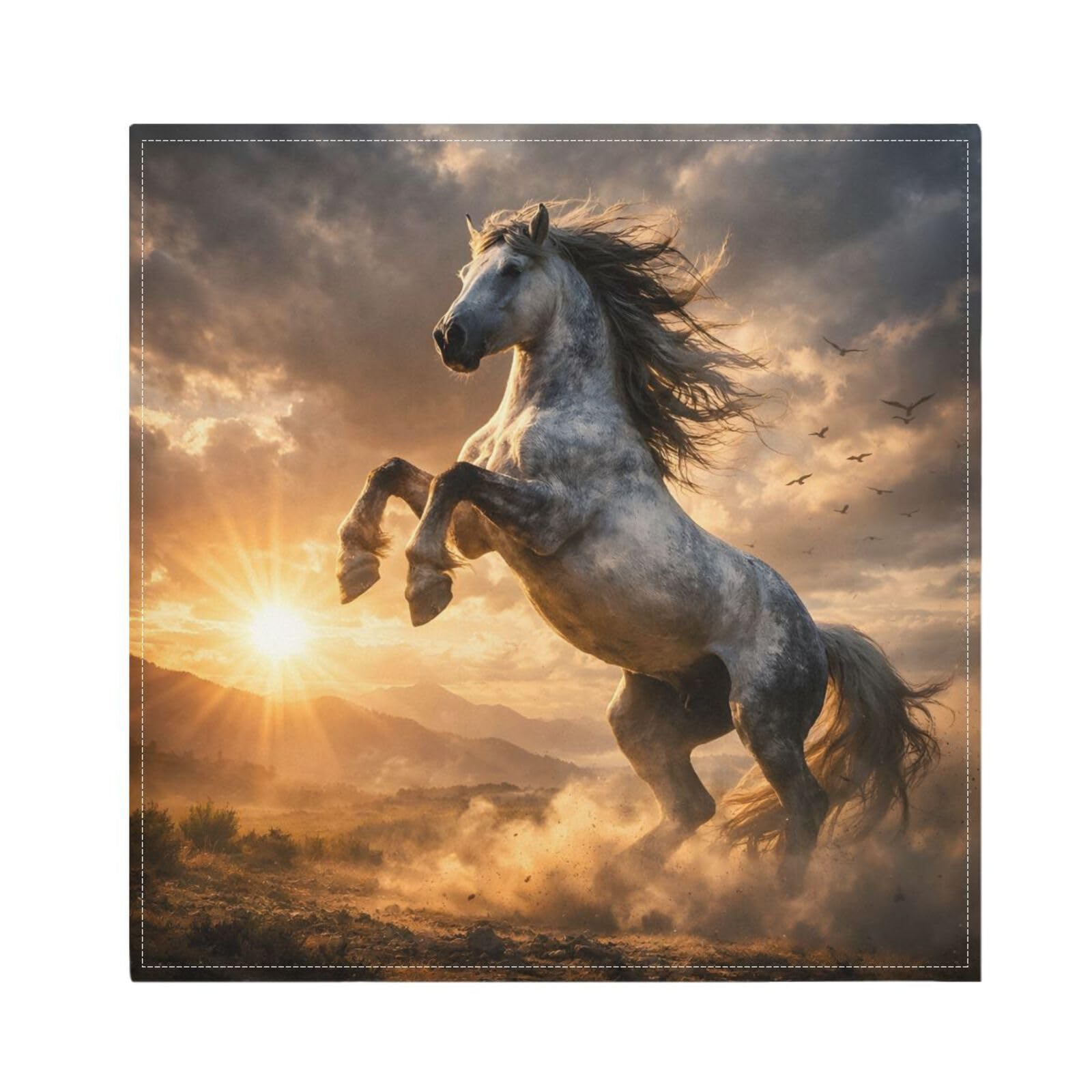 Ttgoth Horse Cloth Napkin Set of 4 Washable & Reusable Dinner Napkins for Dining Table, Banquets, Wedding, Party, 50x50 cm