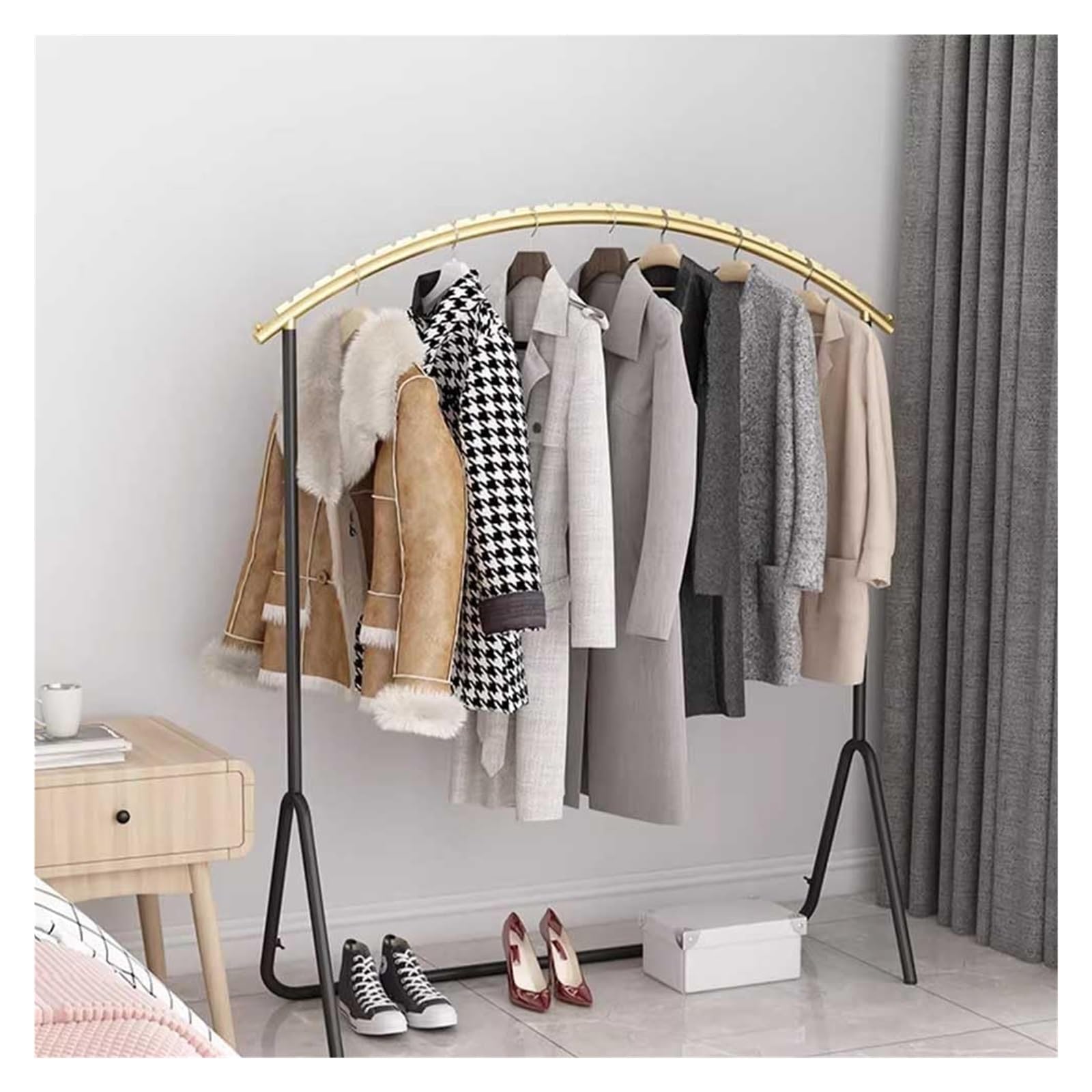 Clothes Rail Garment Rack Freestanding Clothing Racks, Modern Metal Clothes Rack Minimalist Coat Rack For Hanging Boutiques And Bedroom Balcony Simple Clothes Hanging Ra,Gold-black-100x40x150cm