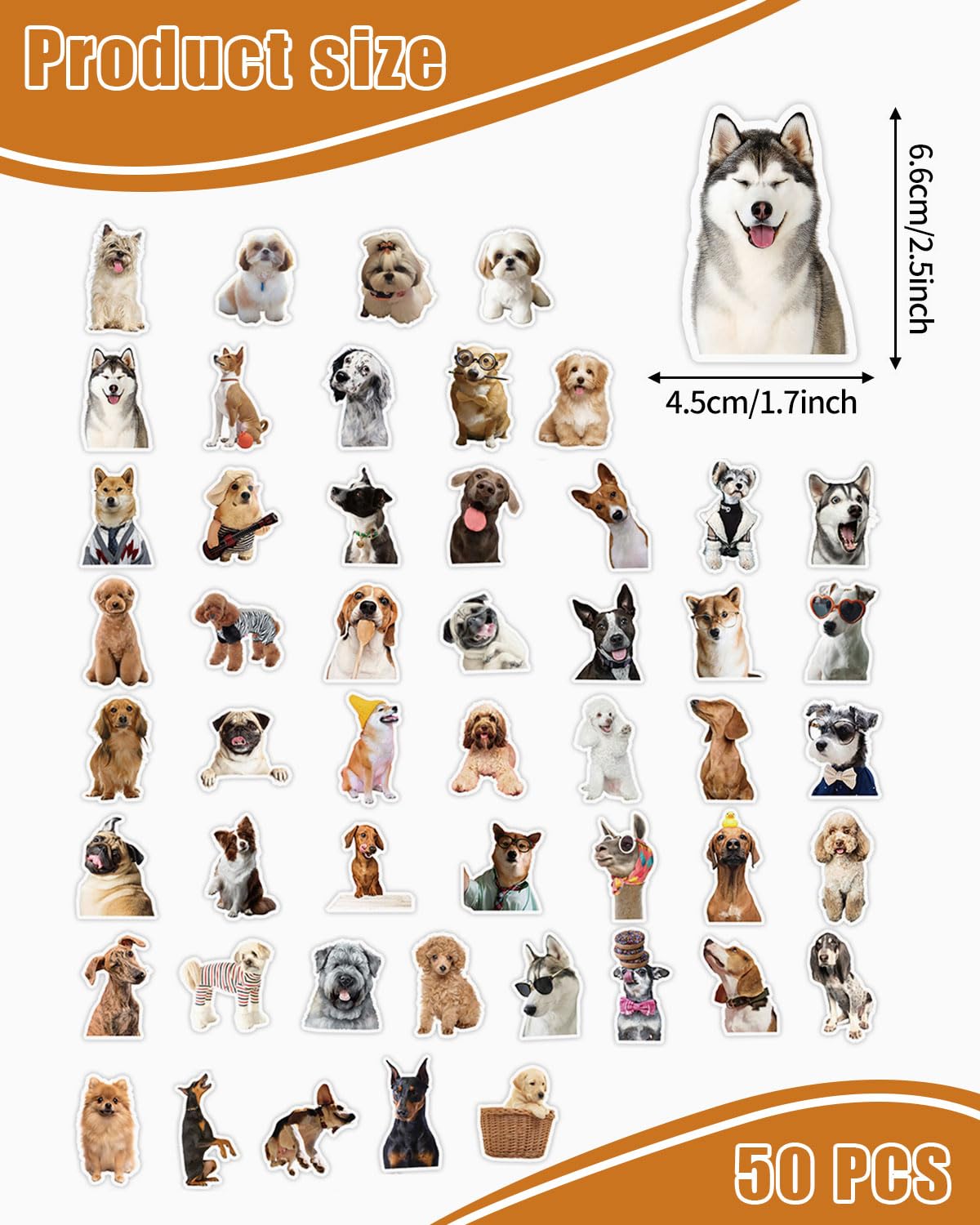 Set di adesivi divertenti, 50pcs simpatici adesivi per cani,adesivi in vinile impermeabili,decalcomanie estetiche per gli amanti dei cani,bottiglia d'acqua,album di ritagli