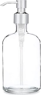 Rail19 Clear Recycled Glass Soap Dispenser with Metal Pump - Lotion, Liq...