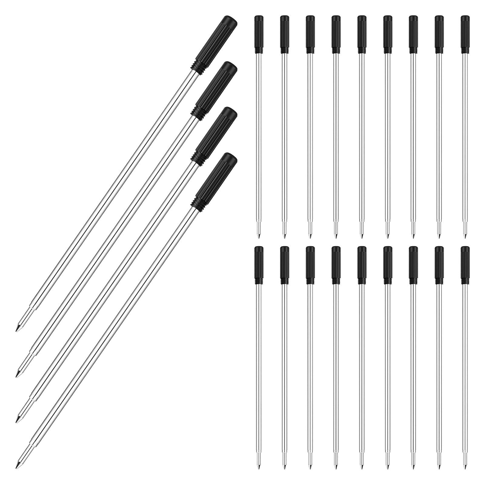 minkissy 200 Unidades Unidades de Recambios de Bolígrafo Metálicos Punta Media Tinta Negra para Escritura Suave Compatibles con Cross