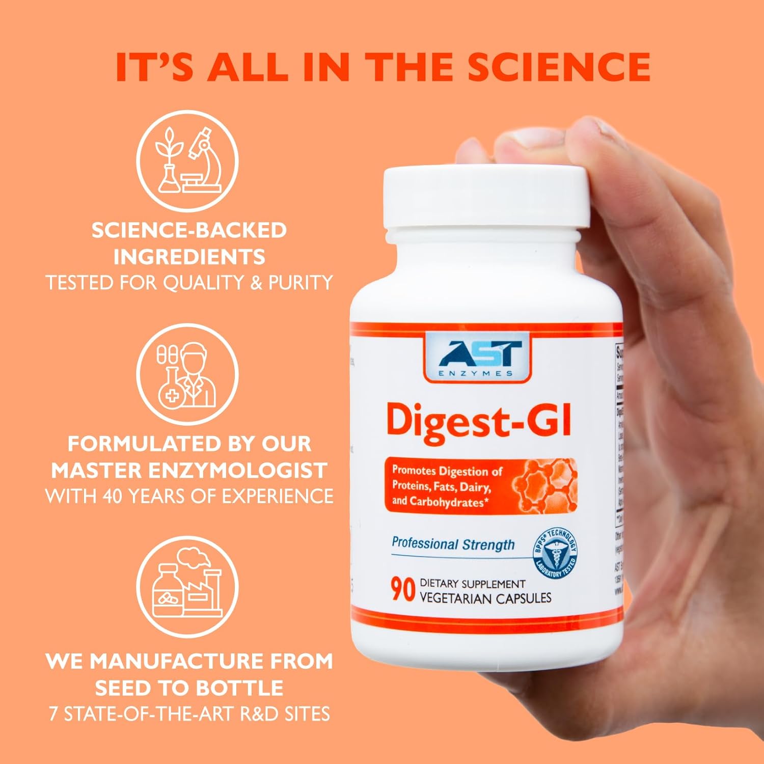 AST Enzymes Digest-GI Digestive Enzyme - (90 x 2) Vegetarian Capsules-Digestion and Bloating Relief for Women and Men - Image 6