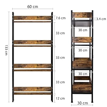 オープンシェルフ ラック 棚 4段 幅60奥行30高さ135 キッチンラック本棚 Amazon｜オープンシェルフ ラック オープンラック 4段 本棚 幅60