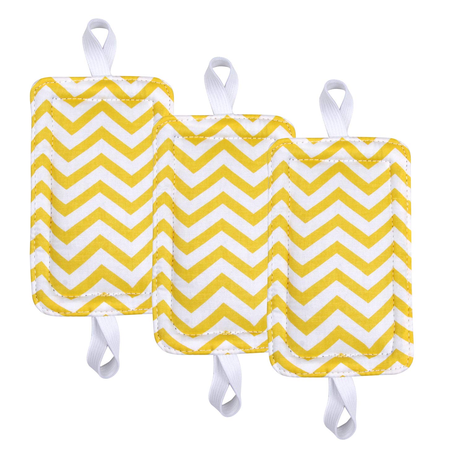 Door Silencer Door Jammer Door Closer Cushion Nursery Door Silencer Door Latch Cover 3 Pack for Noise Reducing Quiet Doors Baby Toddler Safety 3.25 x 5.5 Inch (Yellow Chevron)