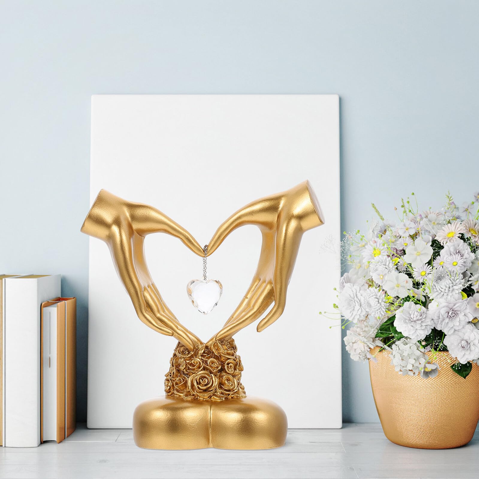 Herzfigur aus Harz mit Anti Rutsch Boden Hochzeit Dekofigur für Valentinstag Jubiläumsgeschenk und Wohnaccessoire