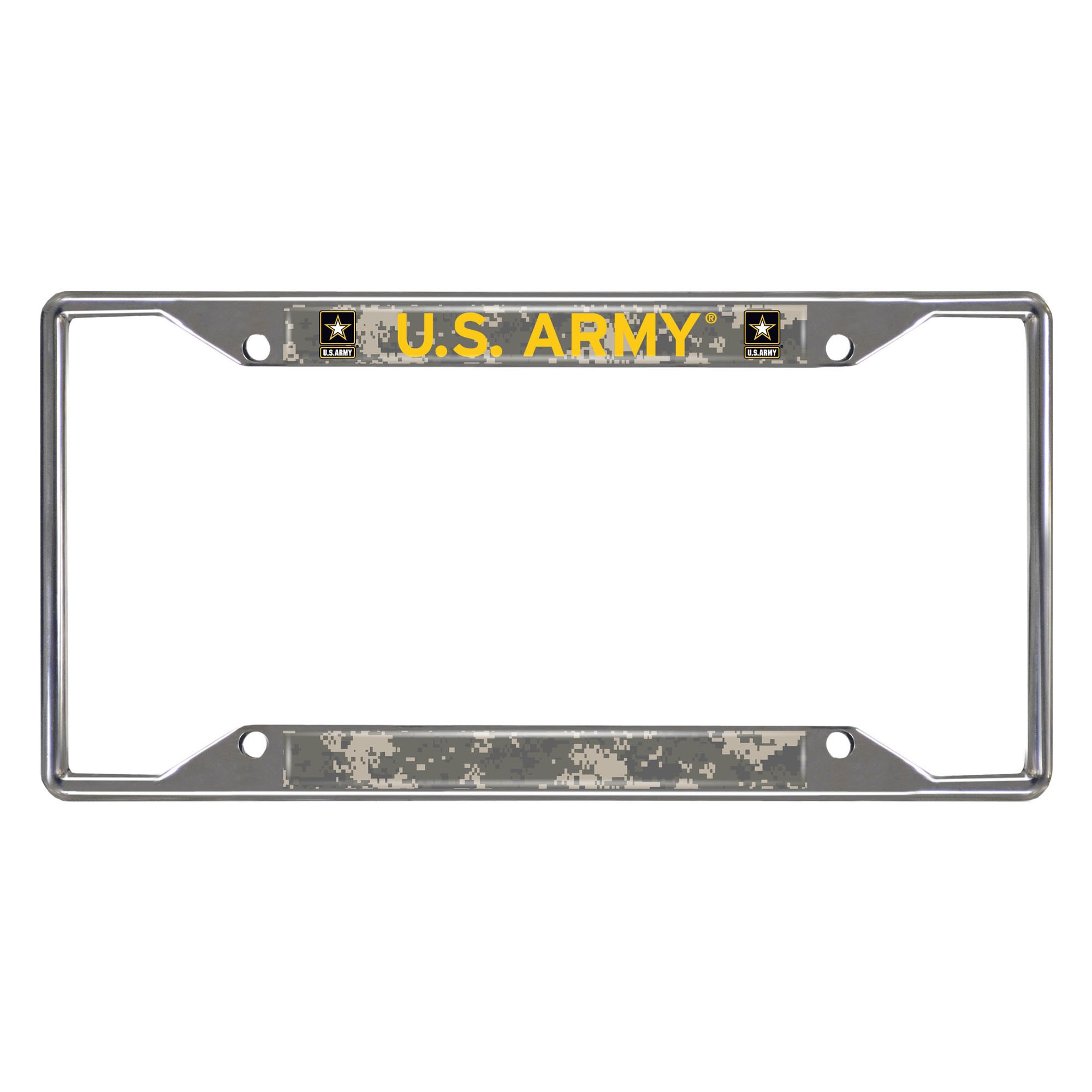 FANMATS 15688 U.S. Army Chrome Metal License Plate Frame, Stainless Steel, 6.25in x 12.25in