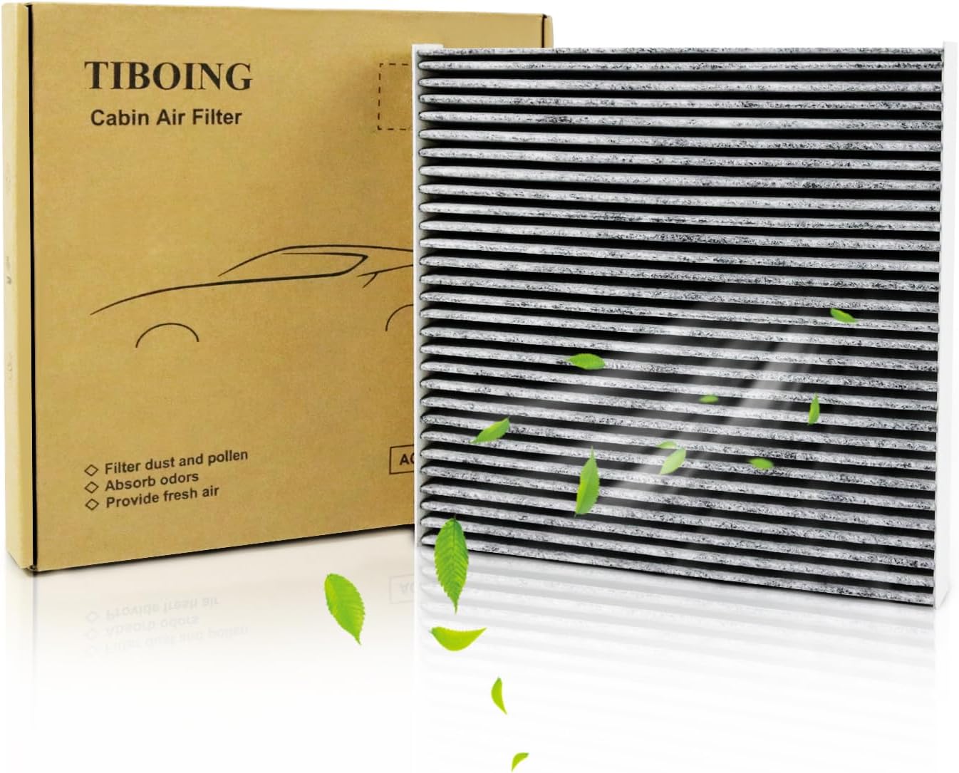 The CF10134 Cabin Air Filter made of coconut activated carbon is designed for various Honda models such as Accord Crosstour Civic CR-V and for Acura models including Csx Ilx Mdx Rdx Rl Rlx Tl Tlx Tsx
