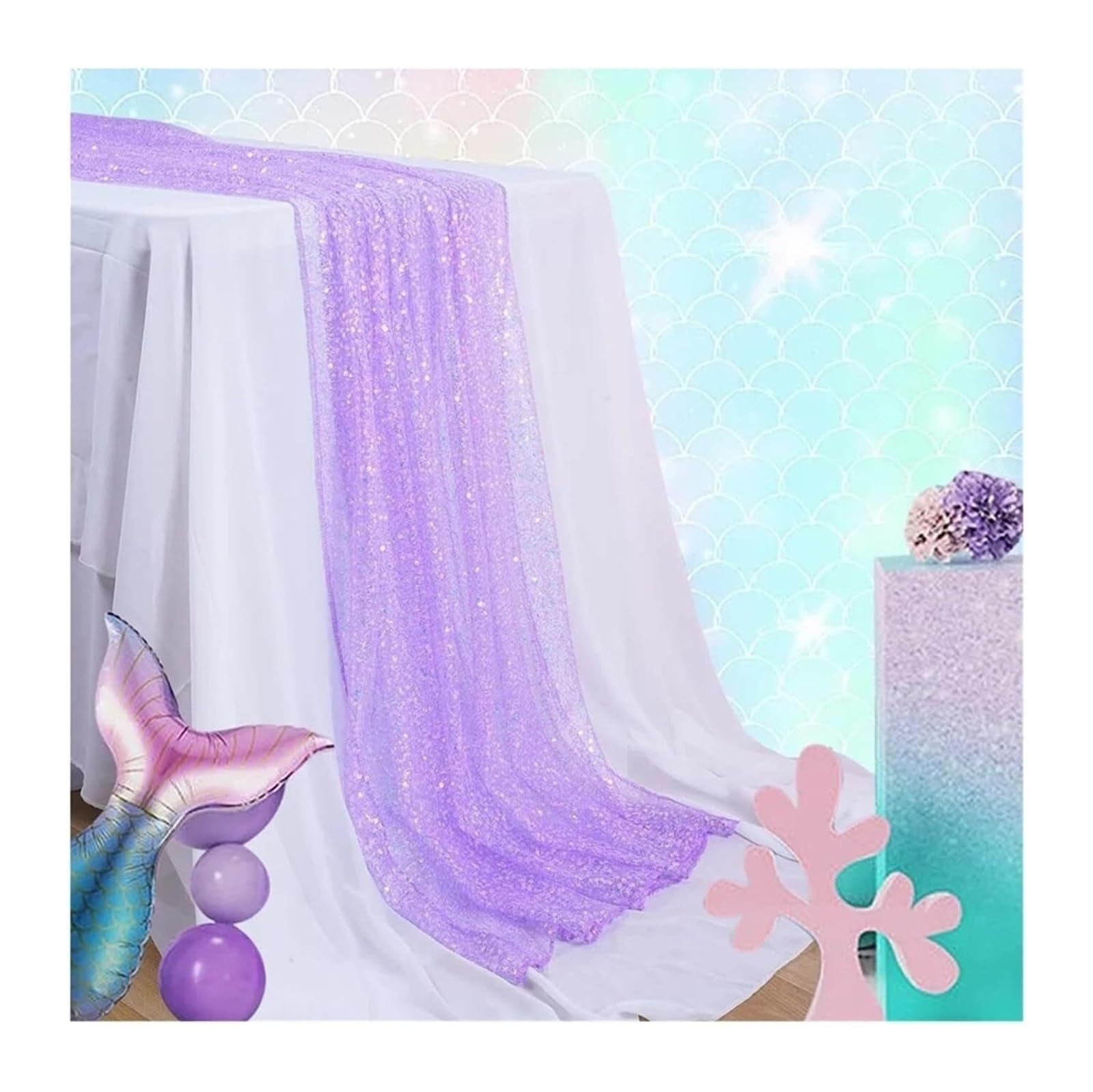 Table flag Sequin Table Runner Purple Pink 30x180cm 30x275cm(Purple,30x275cm)