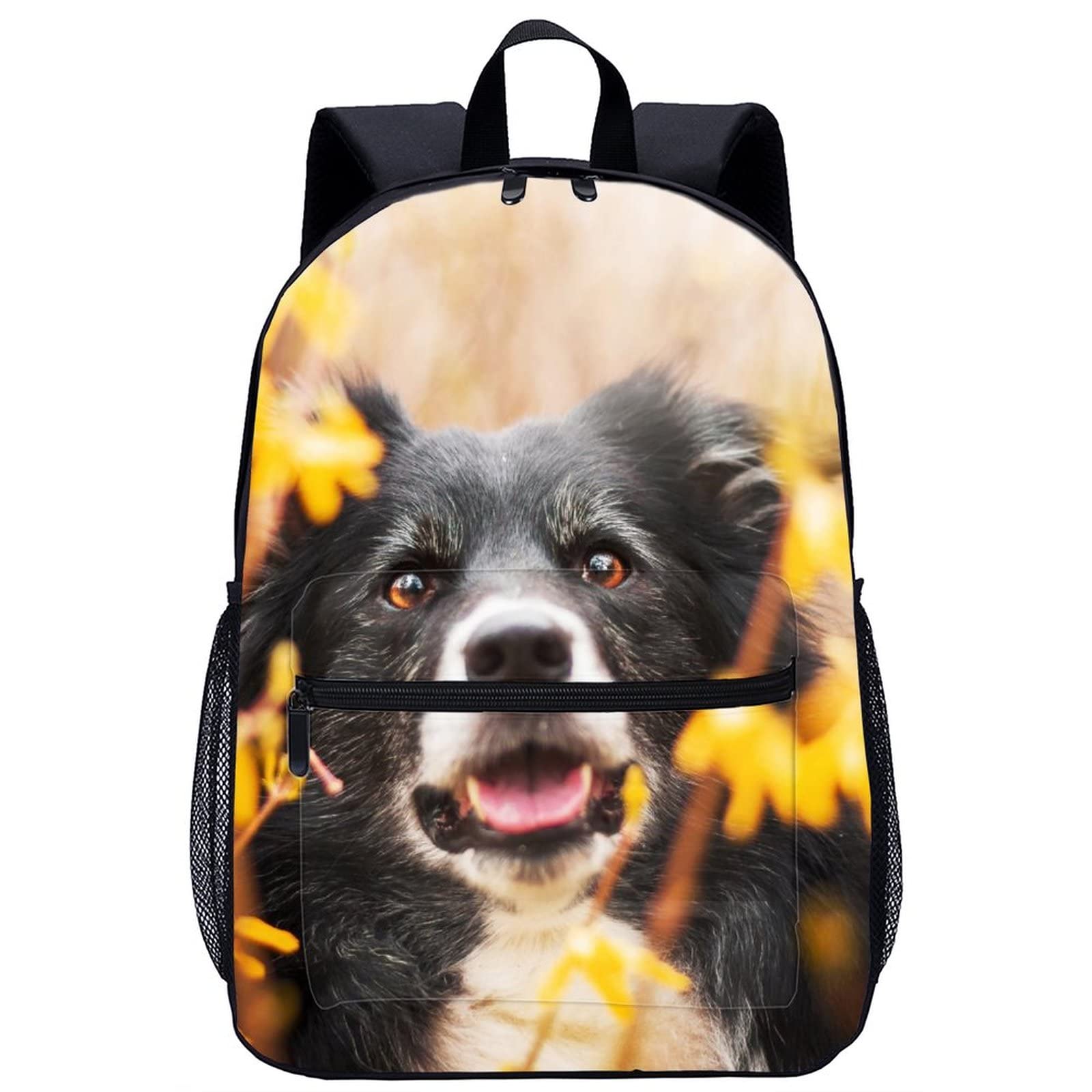Mochila de moda ligera con estampado Collie 3D y asas acolchadas 8