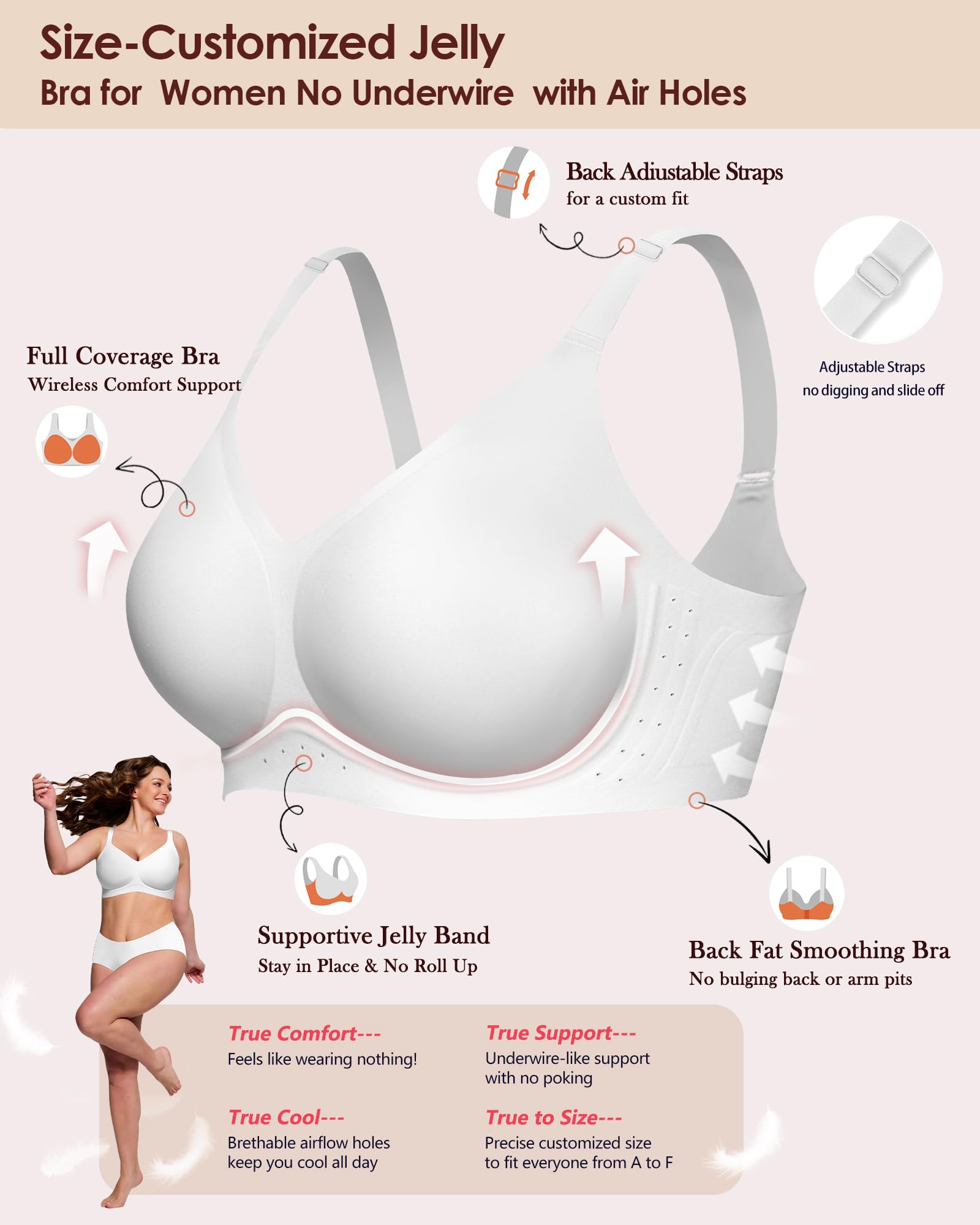 As Fairy Bras for Women No Underwire Jelly Wireless Seamless Full Coverage Comfortable Bra with Airholes - 3