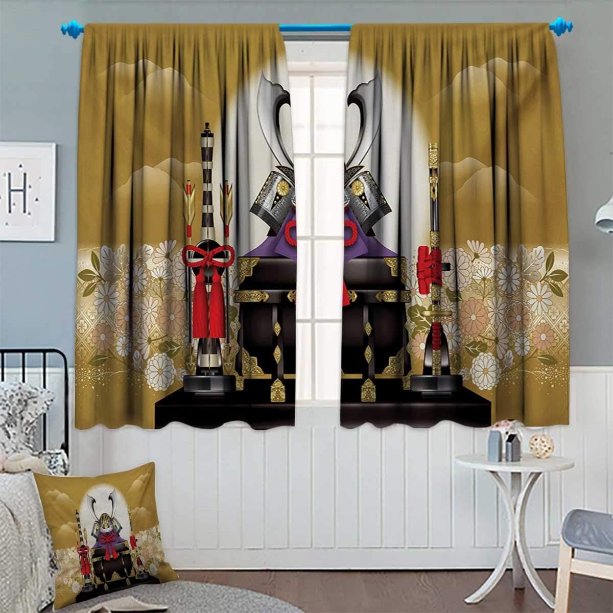 Japanese,Blackout Curtain,Antique Ornamental Box of Archer