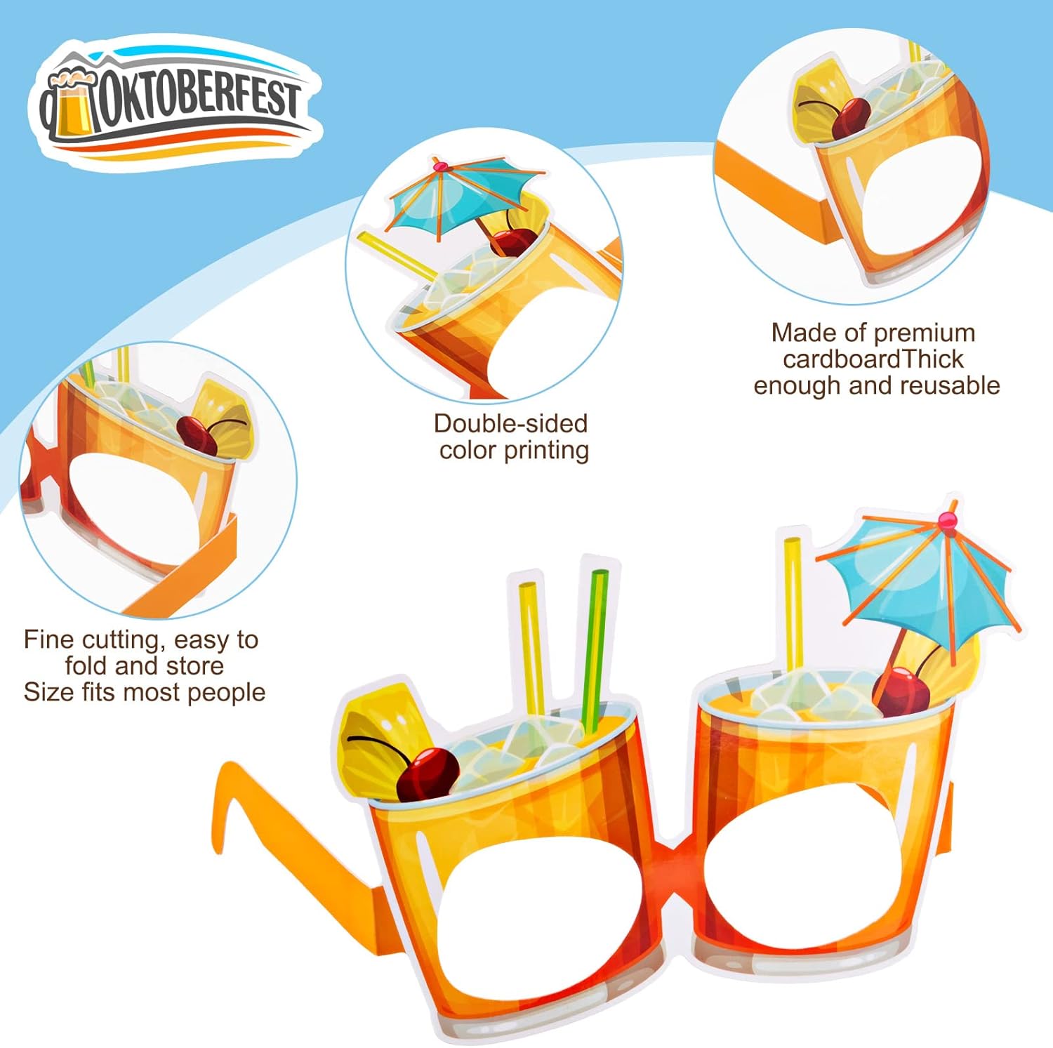 Vinsot 32 Pack Beach Pool Party Eyeglasses Decor Mardi Gras Luau Paper Glasses Bulk Hawaiian Sunglasses Frame Tropical Pool Props Photo Booth Props for Carnival Beach Party Favor Birthday Supply Decor - Image 3