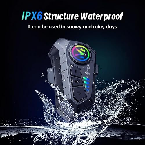 Miniatura 5 de WNJACO Auriculares Bluetooth para casco de motocicleta, auriculares inalámbricos Bluetooth 5.3 para exteriores, cancelación de ruido, sistemas de