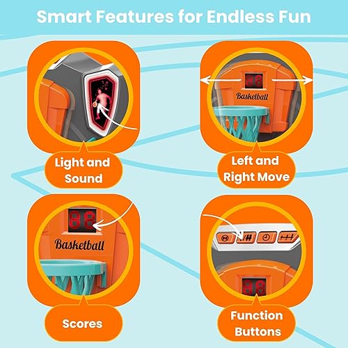 Miniatura 6 de Juego de baloncesto de mesa - Mini arcada de baloncesto para niños, divertidos juegos de escritorio para interiores con puntuación electrónica,