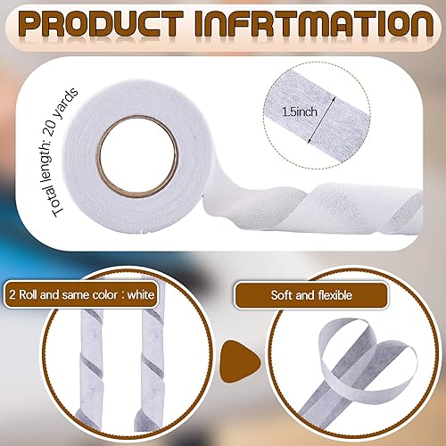 Miniatura 10 de Treela 2 rollos de cinta de bateo fusible para acolchar cinta de costura blanca cinta transparente fusible para arte dejar de batear coser (2
