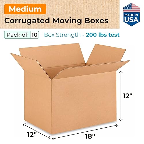 Miniatura 2 de IDL Packaging Cajas de cartón corrugado medianas de 18 pulgadas de largo x 12 pulgadas de ancho x 12 pulgadas de alto (paquete de 10)  Excelente