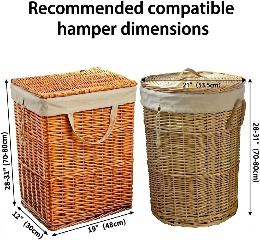 3pcs Breathable Cotton Canvas Laundry Drawstring Bags with Carrying Handles & Shoulder Strap, Cotton Laundry Hamper Basket Replacement Liner Bags