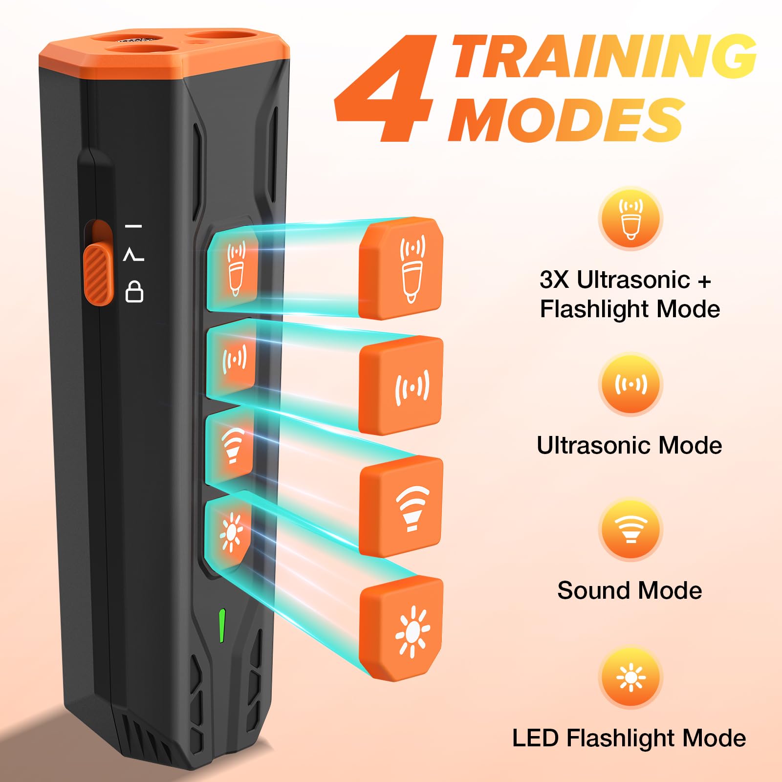 Dispositif anti-aboiement pour chiens – Dissuasion à ultrasons avec 4 modes humains portée de 7,9 m pour la plupart des chiens, rechargeable et sûr pour l'entraînement et le comportement pour