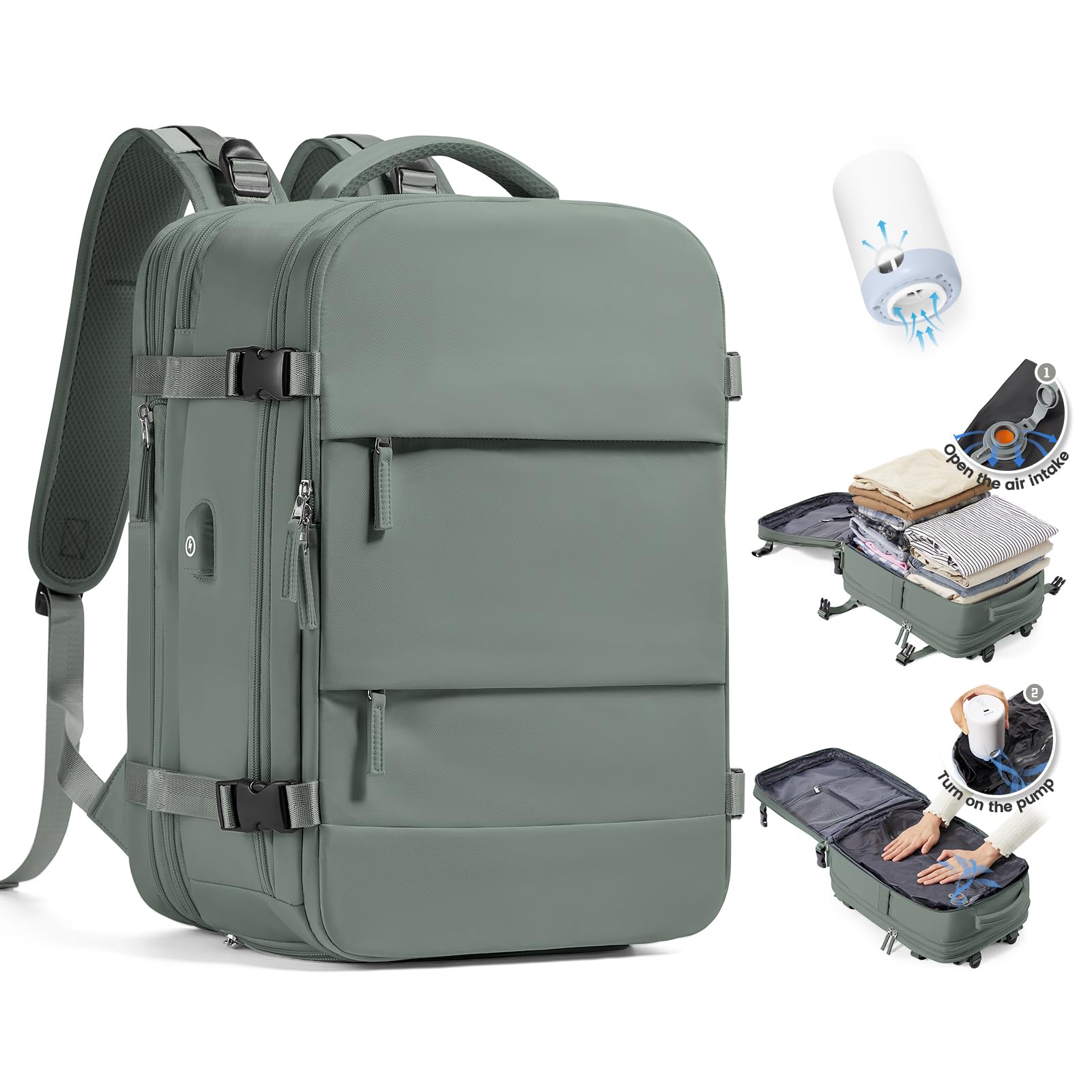 SZLX Zaino Ryanair 40x30x20 Sottovuoto Zaino da Viaggio 40x30x20 Wizzair Donna da escursionismo sportivo impermeabile Zaino Casual Laptop da 14 Pollici con porta di ricarica USB Scomparto per Scarpe
