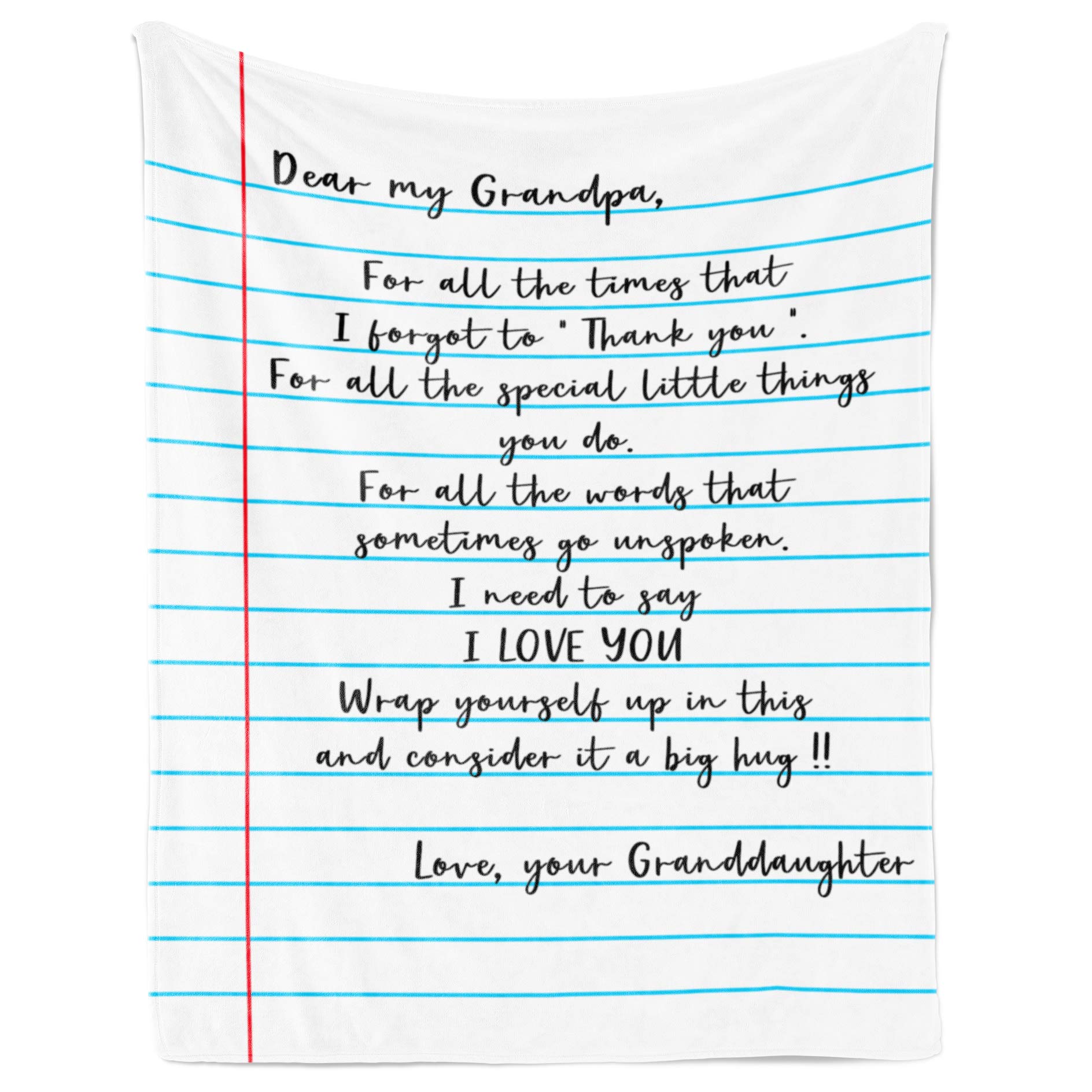ukebobo Flannel Blanket – Gift from Granddaughter to Grandpa, Personalized Fleece Blanket for Birthday, Anniversary, Holiday, Valentine’s Day – 1 Sheet（s1）