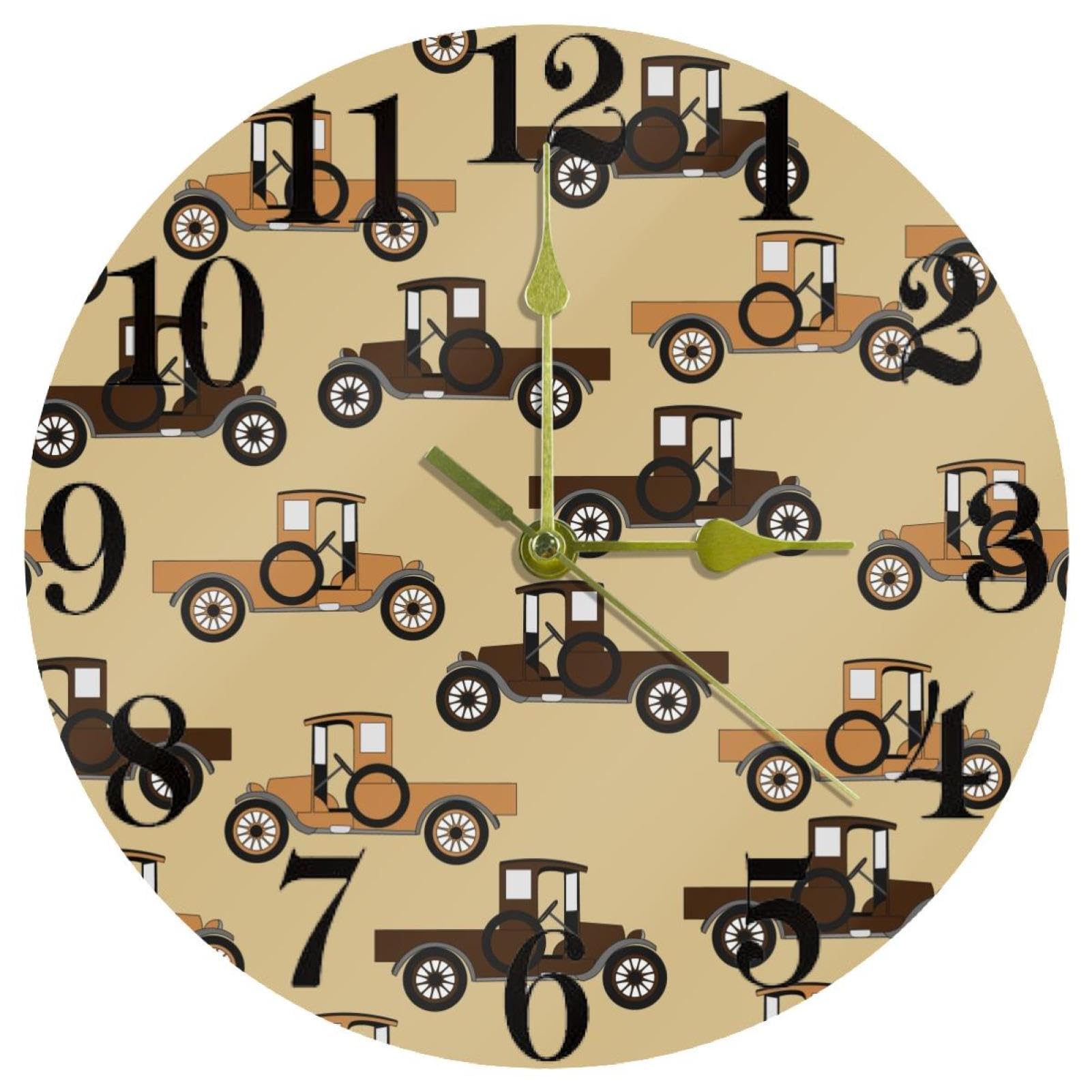 Horloge murale silencieuse pour bureau et école avec vieux camion rétro