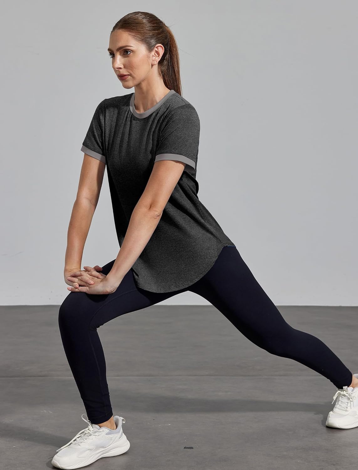 Womens Workout Tops Summer Short Sleeve Shirts Athletic Color Block Gym Clothes Outfits Sun Protection UPF 50+ T Shirts - Image 4