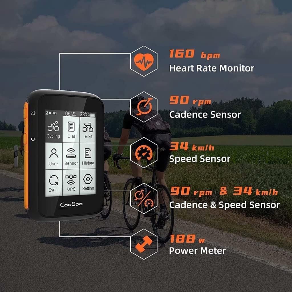 WDX- Contachilometri for Bicicletta, Display LCD Multifunzione da 2,6 Pollici for Esterni Tachimetro for Computer da Bicicletta GPS Wireless Impermeabile IP67 Misurazione della velocità