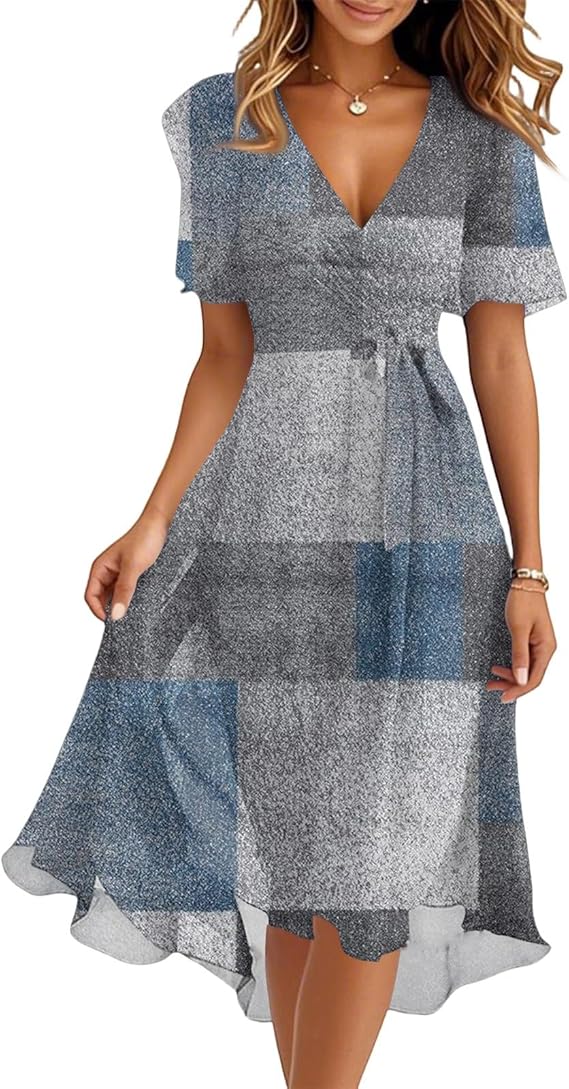Spring Summer Chiffon Midi Dresses for Women 2025 Elegant Classy Wedding Guest Floral Formal Cocktail Prom Dress