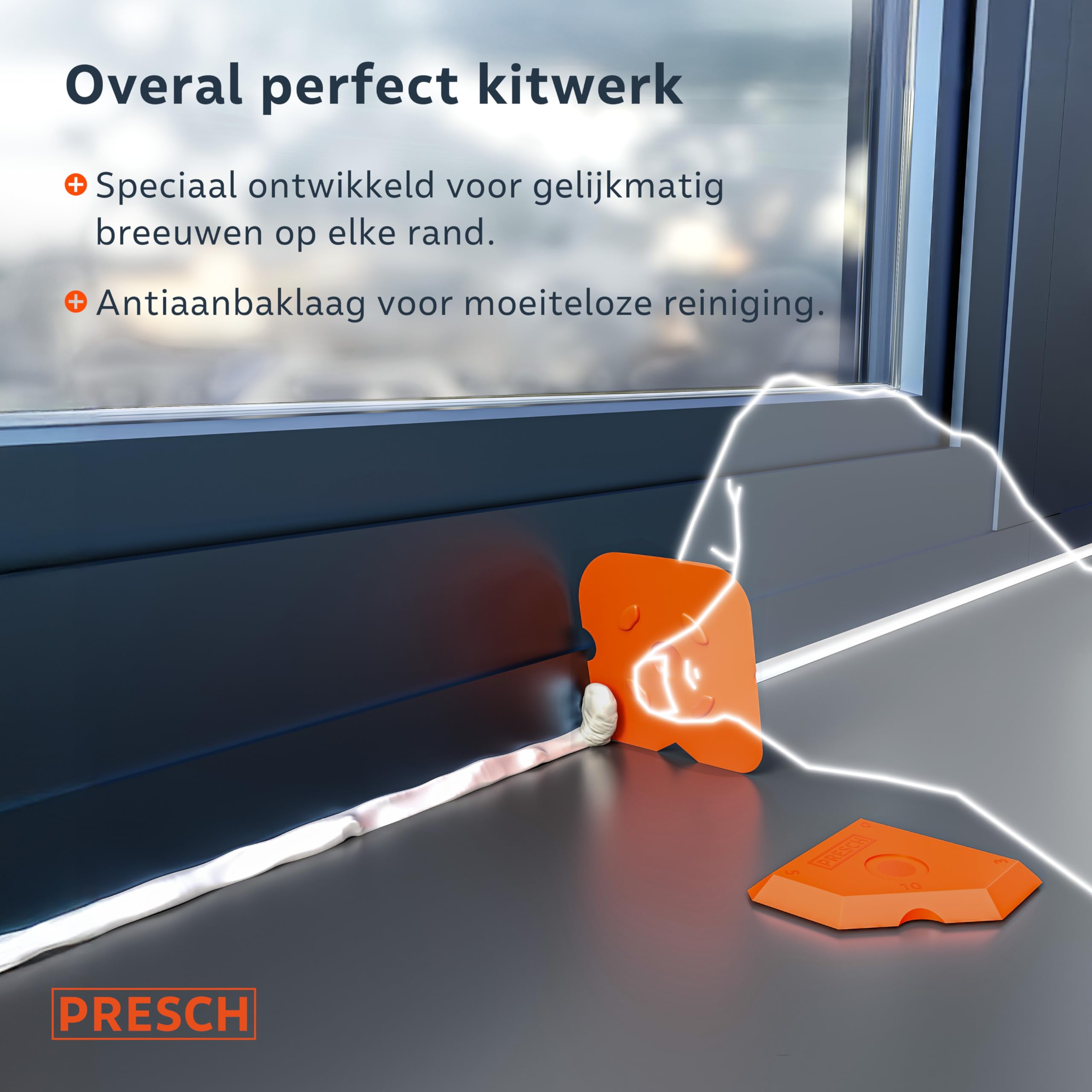 Presch Voegenstrijkers incl. Voegenverwijderaar - 6 stk. All-in-One set in doos - Perfecte voegen - Speciale knoppen voor gemakkelijk oppakken - Ideaal voor afdichtingsmiddelen zoals acryl, siliconen
