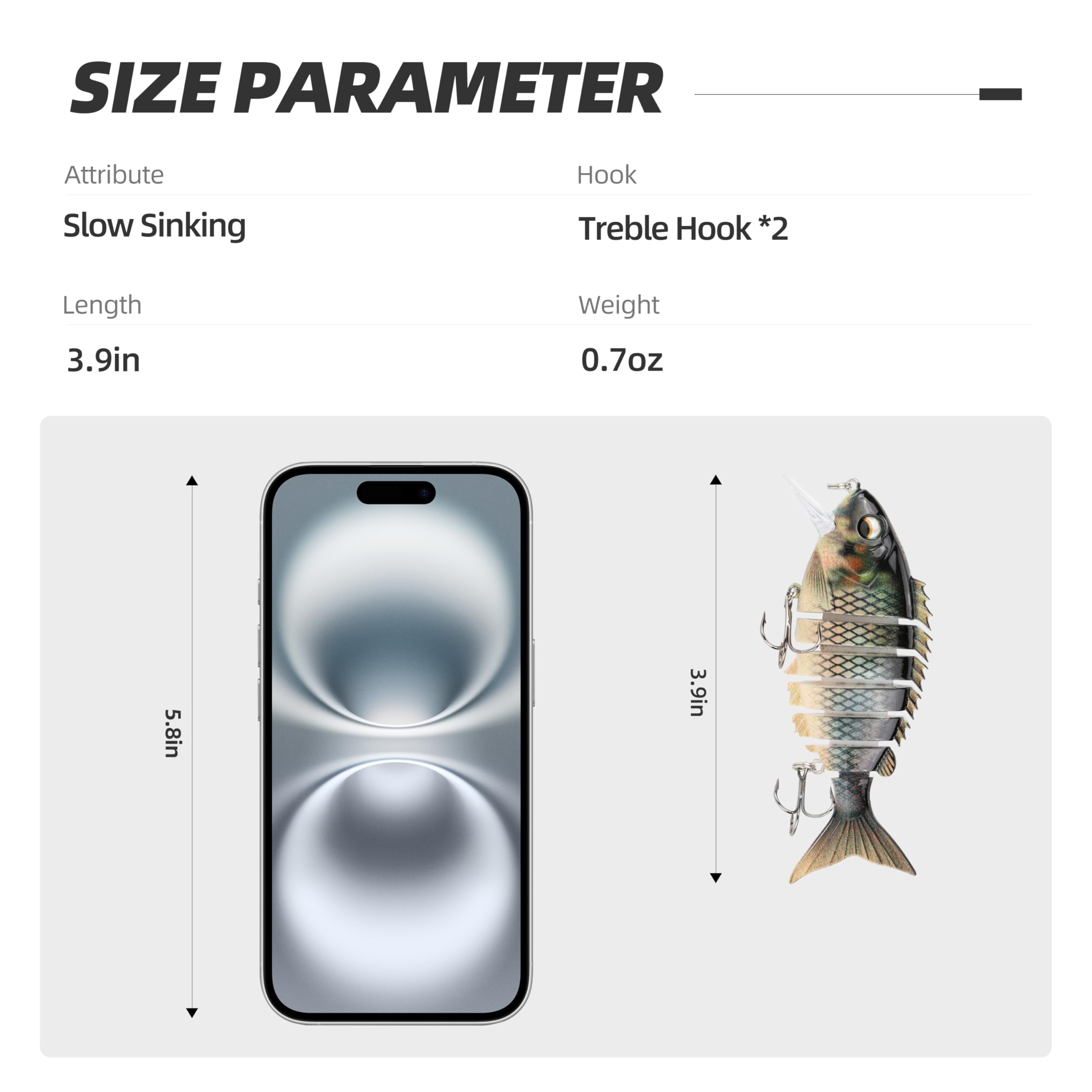 5 señuelos de pesca realistas: cebo multiarticulado para lubina, trucha, crappie, lucio, acción realista con ojos de pez 3D y ganchos afilados, perfecto para kits de pesca en agua salada y agua dulce