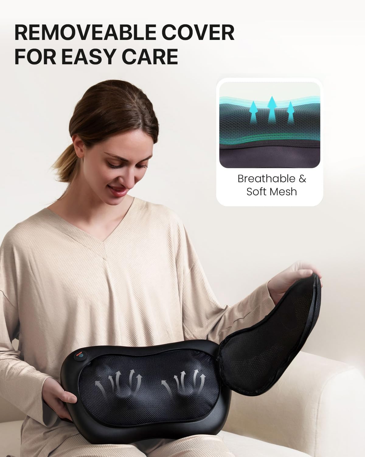 ALLJOY Cojín Masajeador Cervical y Espalda, Masaje Shiatsu Cuello Lumbar con Calor, Masajeador Electrico 3 Niveles con 4 Nodos Rotación 3D, Regalos para Mujeres Hombres para Coche Hogar Oficina