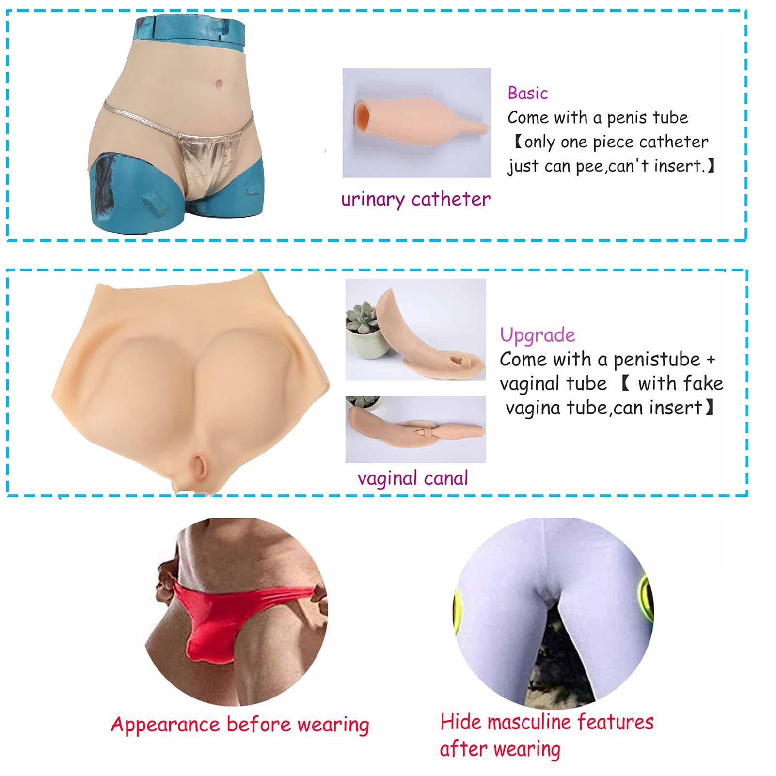 FSYH GefäLschte Vagina-Silikonhose Sissy Boxershorts Mit Hoher Taille Butt Lifter Shapewear füR Crossdressing Transgender-CD