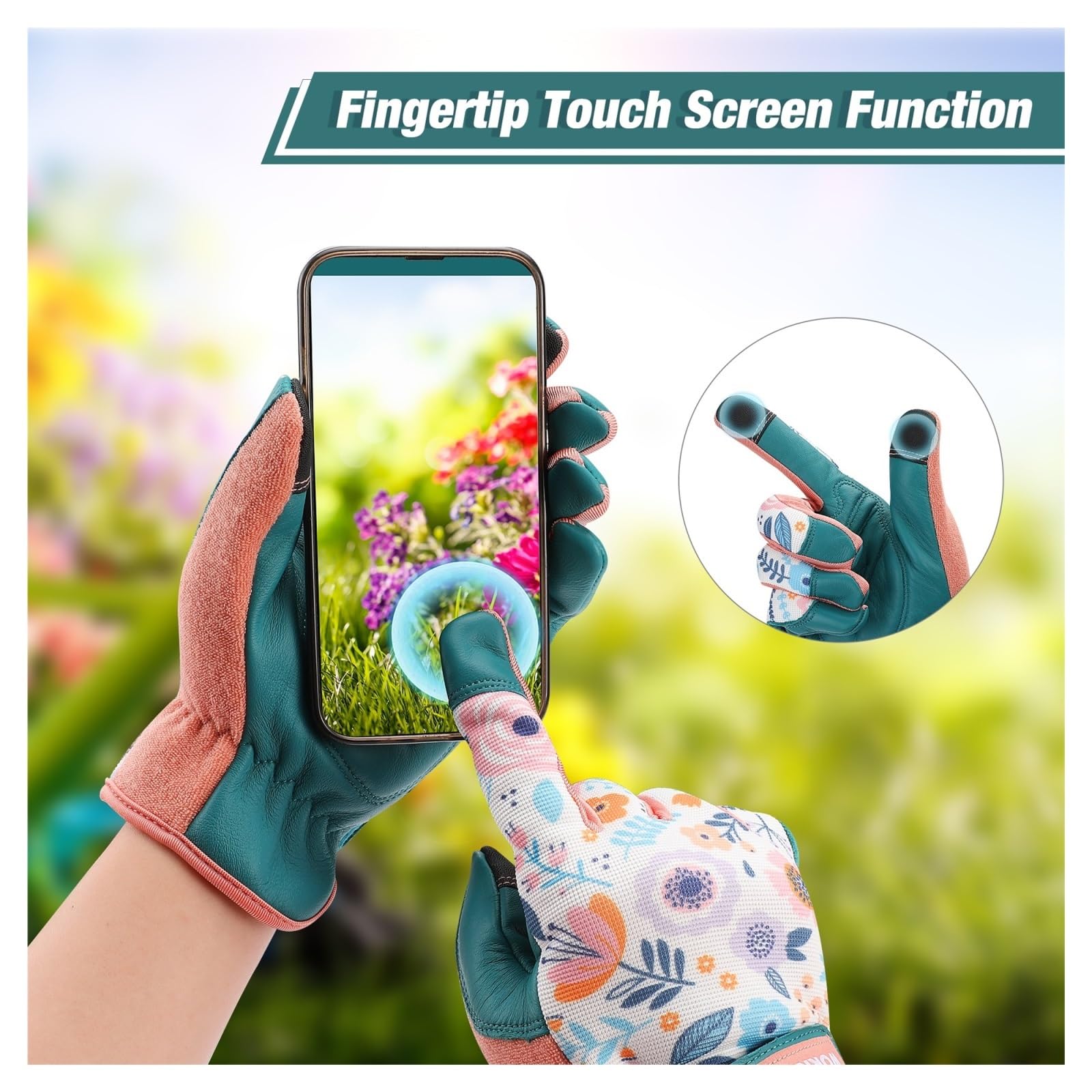 Bedruckte Gartenhandschuhe For Graben Und Beschneiden, Finger-Touchscreen, Gartenarbeitshandschuhe, Gartenbepflanzung, Gartenzubehör Starker Griff