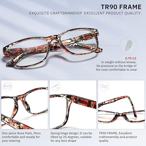 Miniatura 3 de Lentes de lectura con bloqueo de luz azul para mujer, lentes de computadora antirreflejos, antifatiga y anti rayos UV, anteojos cuadrados falsos