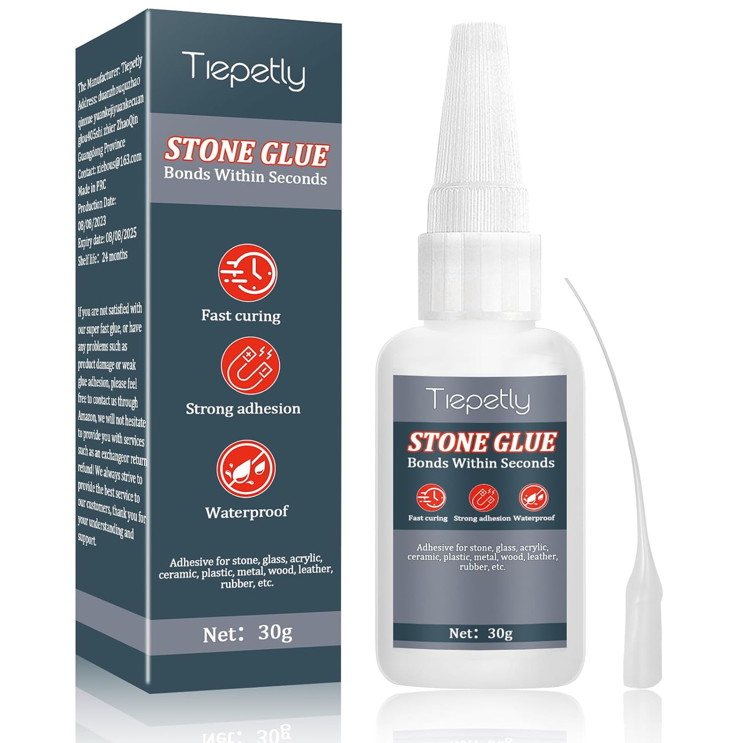 Stone Glue, 30g Glue for Ceramic Marble, Clear Super Glue for Stone to